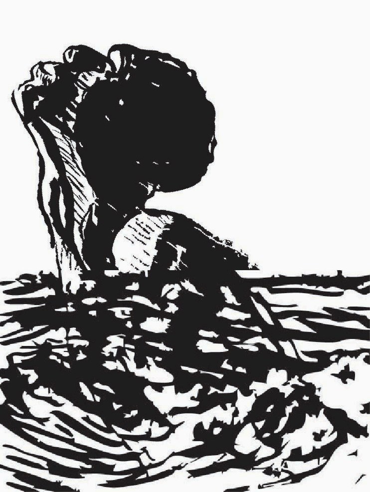 Illustration dedicated to those lost crossing the Mediterranean — figure huddled in cloth